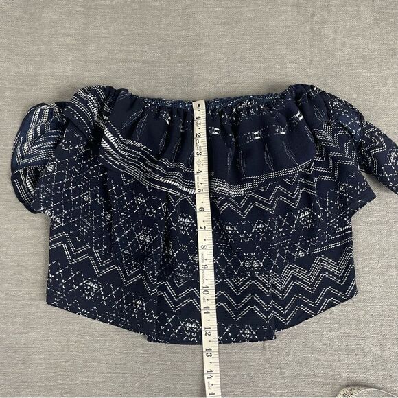 Misa Off the Shoulder Navy Blue Tiered Top Women’s Size XS Stretch - Picture 6 of 7